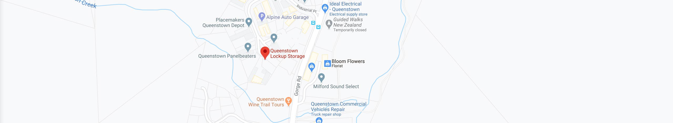 Map of location of Queenstown Storage and Lockup